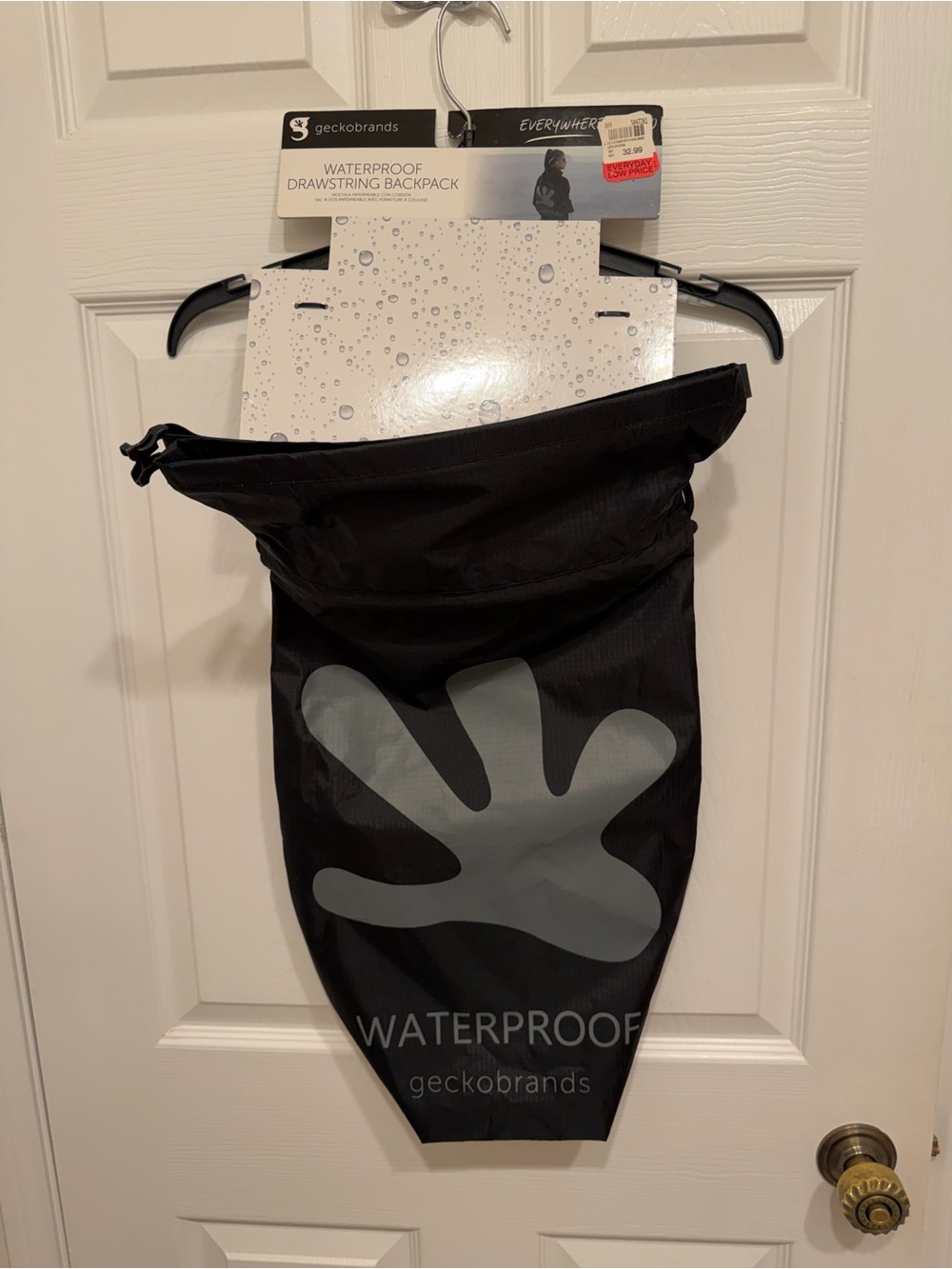 geckobrands Waterproof Drawstring Bag  in Black and Gray